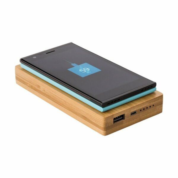 Bambusowy bezprzewodowy power bank 6000 mAh