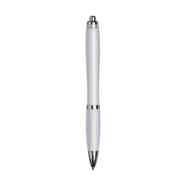 Curvy ballpoint pen with frosted barrel and grip