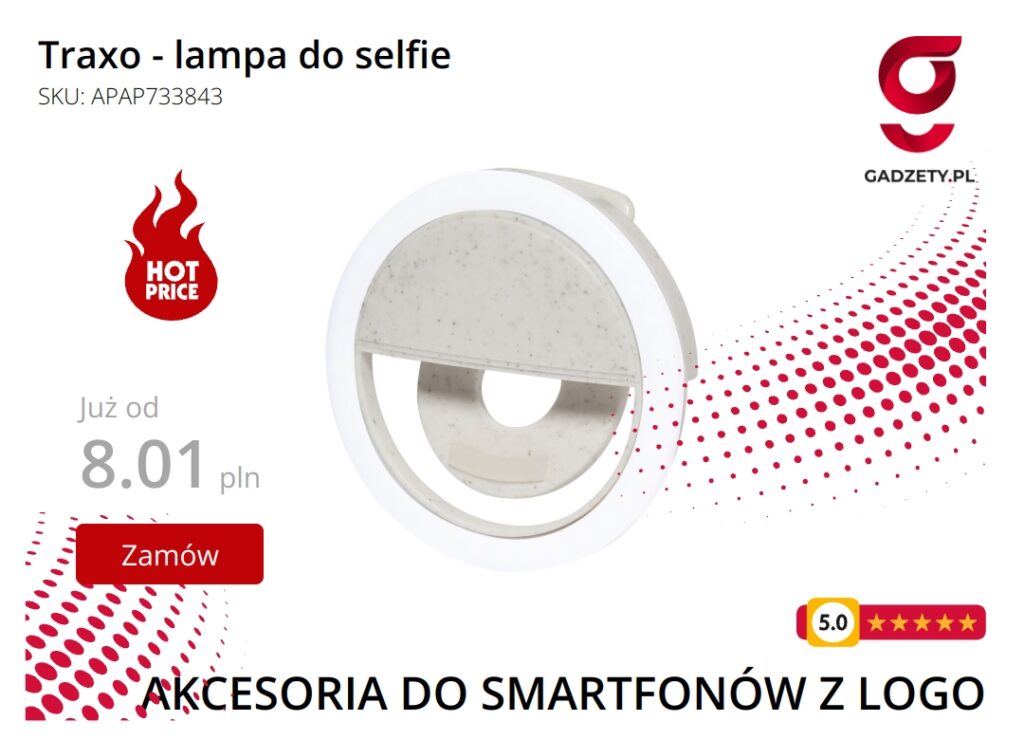 Lampa do selfie marki Traxo